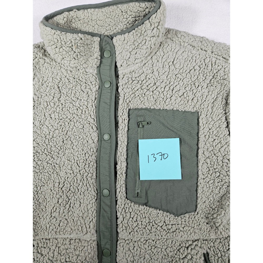 32 Degrees Heat Mens Sherpa Fleece Jacket Sage Green Snap Front Large 1370 - Picture 8 of 8